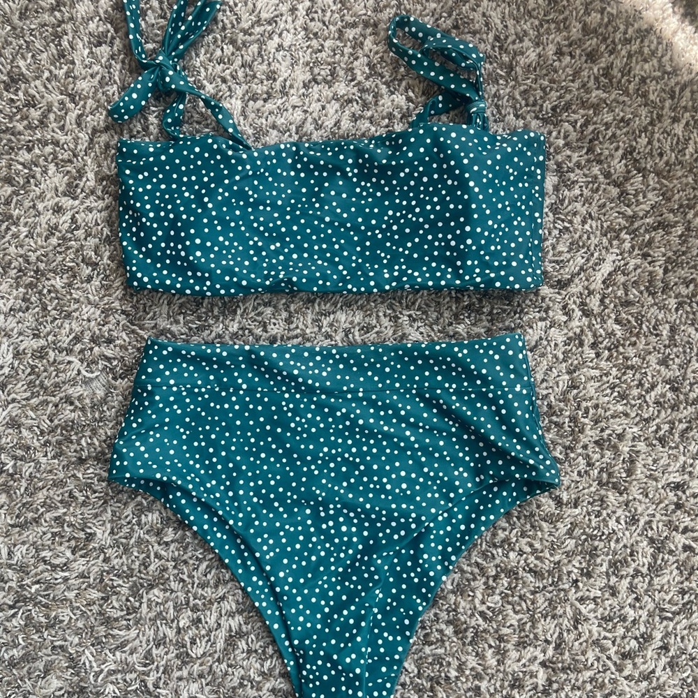 SHEIN Green Polka Dot Swimwear